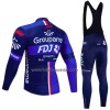 Set Fietsshirt Lange Mouw + Lange Koersbroek 2023 Groupama FDJ Zwart Blauw